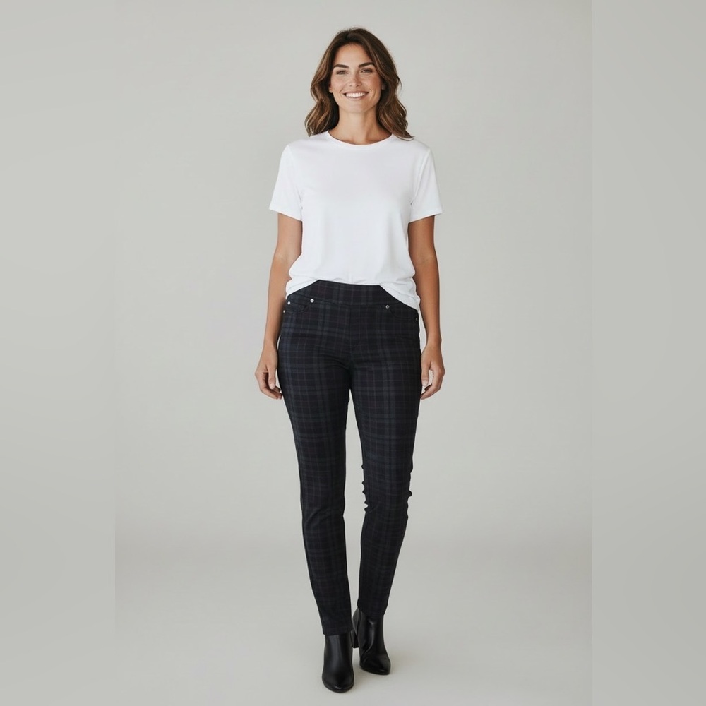 Nygard Slims Plaid Winter Weight Pants, Skinny, Stretchy, Comfortable Waistband